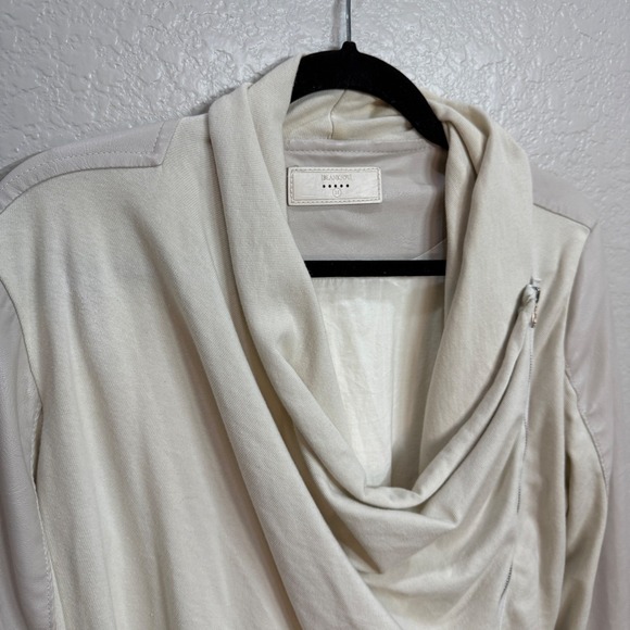 BLANKNYC Womens Sz M Asymmetrical Drape Lagenlook Jacket Cream Quiet Luxury - Picture 3 of 12